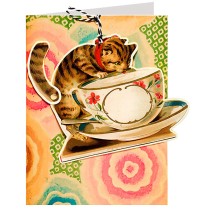 Cat with Teacup Card ~ England